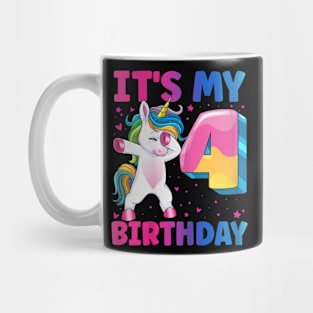 It'S My 4Th Birthday Unicorn 4 Year Old Girl Mug